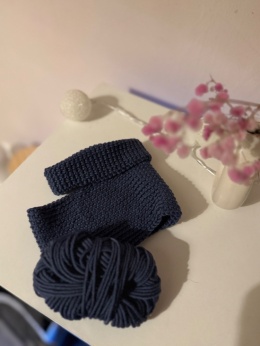 Sweterek 100% wełna merino - NIEBIESKO-SZARY
